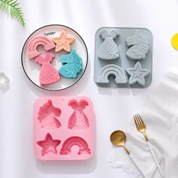 Cartoon Porous Unicorn Silicone Chocolate Mold Mermaid Candy Cake Ice Baking Mould DIY Star Rainbow Soap Candle Making Gifts