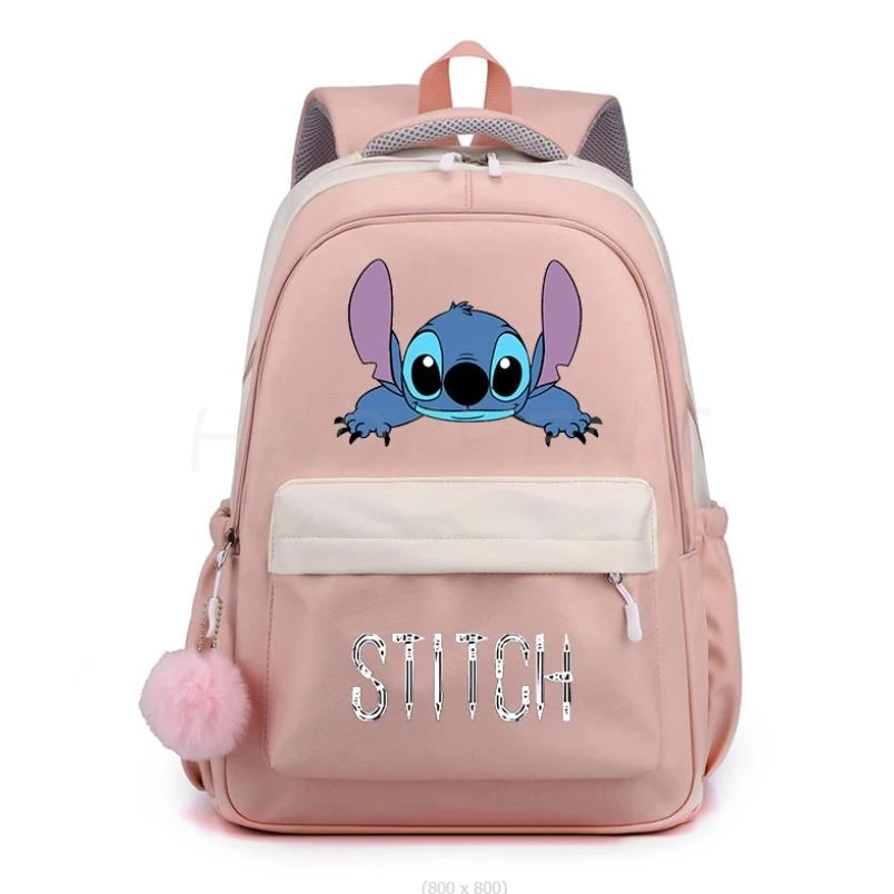 Mochila de dibujos animados para adolescentes y niños, Bolsa Escolar impermeable, MINISO, Disney, Stitch