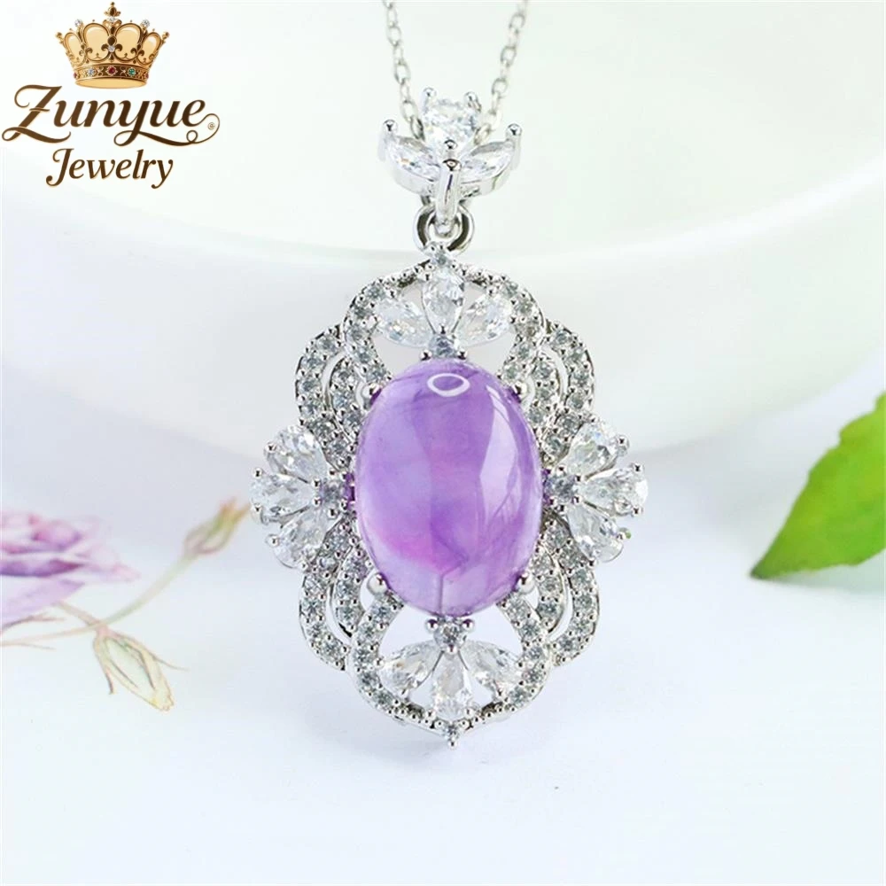 

Natural Amethyst Full Diamond Hollowed-Out Leaf Pendant Luxury Quality Fashion Fine Jewelry Exquisite Elegant Popular Charms