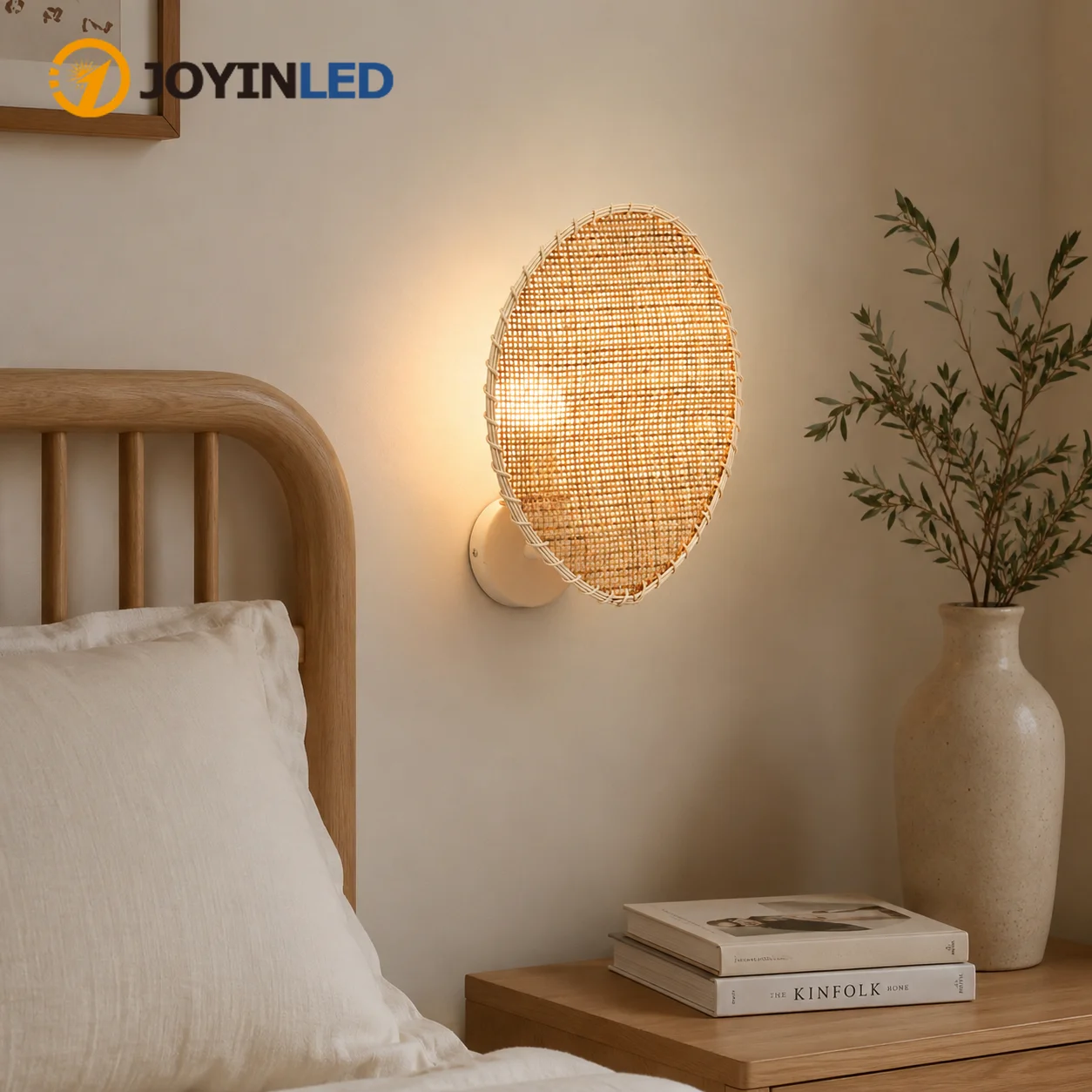 JOYINLED Bamboo Wall Sconces Retro Rattan Weaving Light for Living Room Bedroom Bedside Homestay Corridor Decorative Lighting