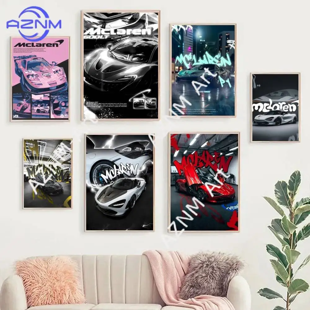 Póster de lujo de supercoche M-Mclaren P1 GTR, adhesivo artístico autoadhesivo, papel impermeable, decoración de pared para cafetería, Bar, habitación, 1 ud.