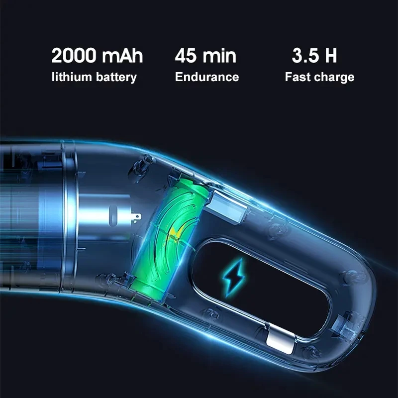STLF WJW DZ متقدم 10000Pa قوة شفط قوية لاسلكية USB قابلة للشحن جاف رطب ثنائي الاستخدام مكنسة كهربائية محمولة للسيارة