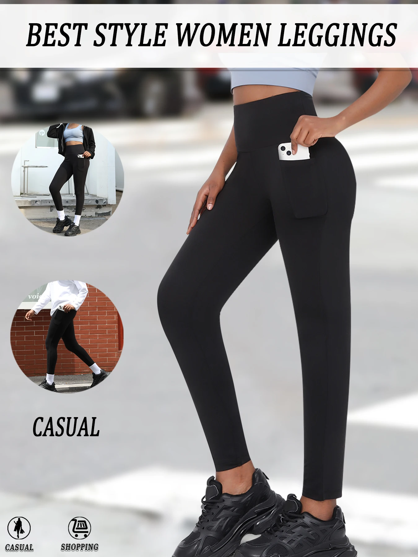 

Super Soft Sports Leggings With Pockets For Women High Waisted Workout Yoga Running Push Up Gym Fitness Tight Pants Women's