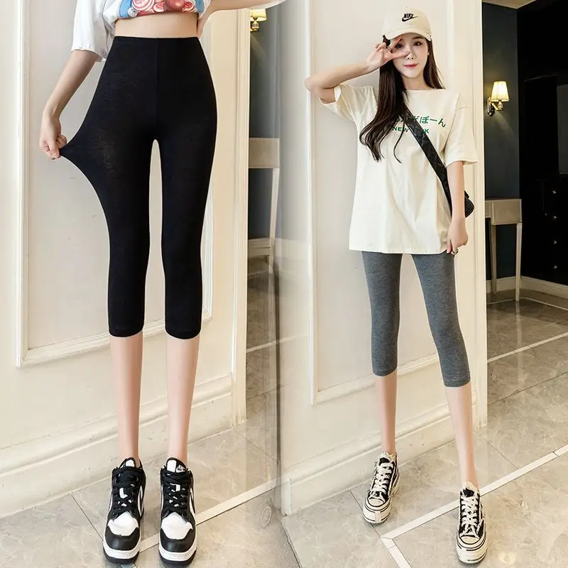 Leggings With Stripes Woman Squat-Proof Ropa Flexible Fluffy Patch Distressed Ladies' Butt-Lifted Spring Autumn Unlined Tightens