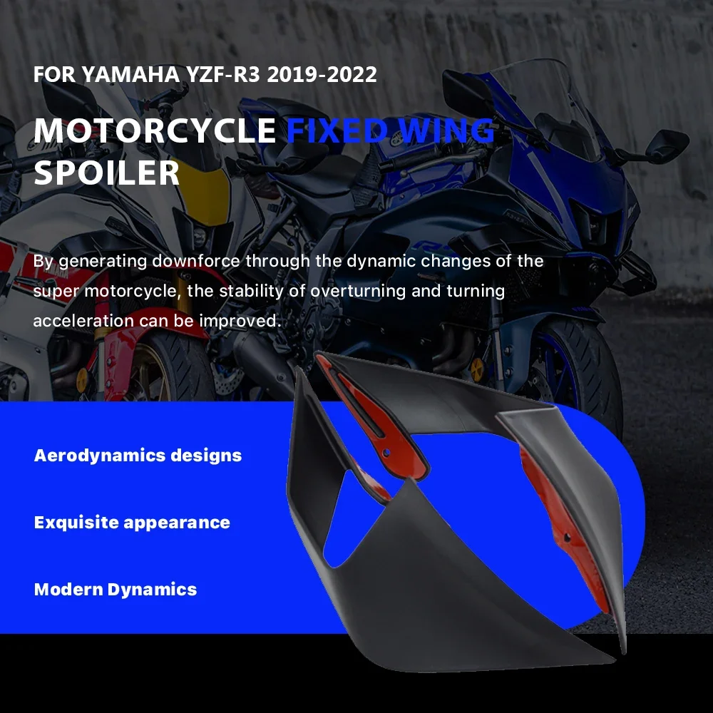 

Aerodynamic Spoiler Fixed Wing Side Wing Cover Accessory For Yamaha YZF-R3 2019-2022 High-Quality Motorcycle Accessory