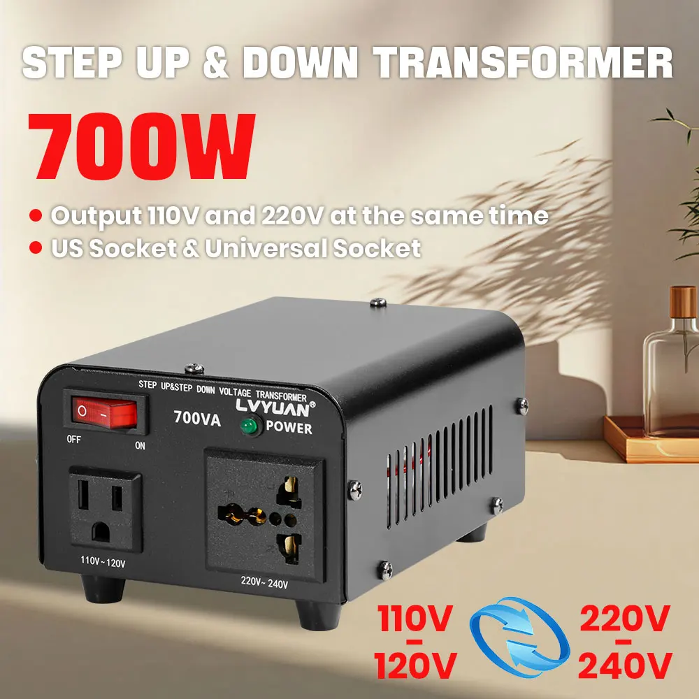

Трансформатор напряжения LVYUAN 700W/3600W/6000W, AC 110V-220V или 220V-110V, повышающий/понижающий преобразователь, стандартный кабель питания США