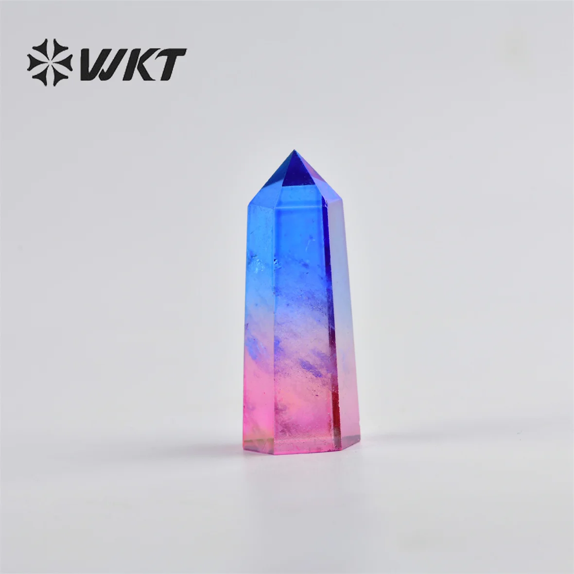 

WT-G317 Natural Crystal Titanium Aura Rough Hexagonal Stone Crystal Column Ore Blue Pink Stone Spar Crystal Specimen Ornament