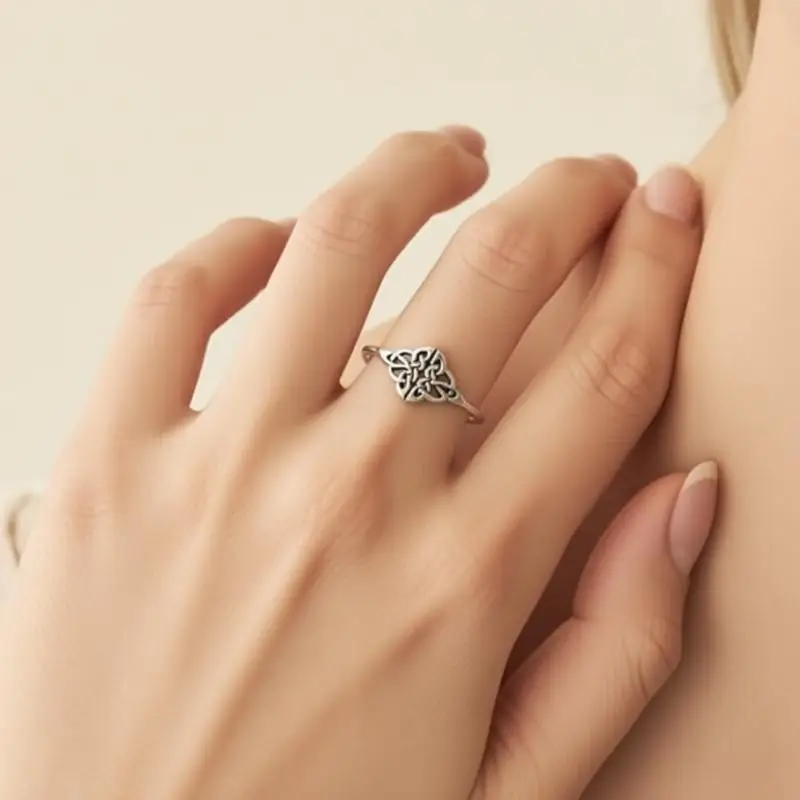 Vintage 925 Sterling Silver Hollow Flower Patterns Finger Rings for Women Girls Anniversary Party Jewelry Gifts Accessory