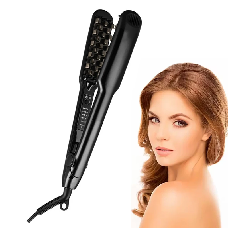 Negative Ion Electric Hair Crimper Fluffy Hair Root Grid Splint Perm Styling Tool Portable Hair Straightener for Household
