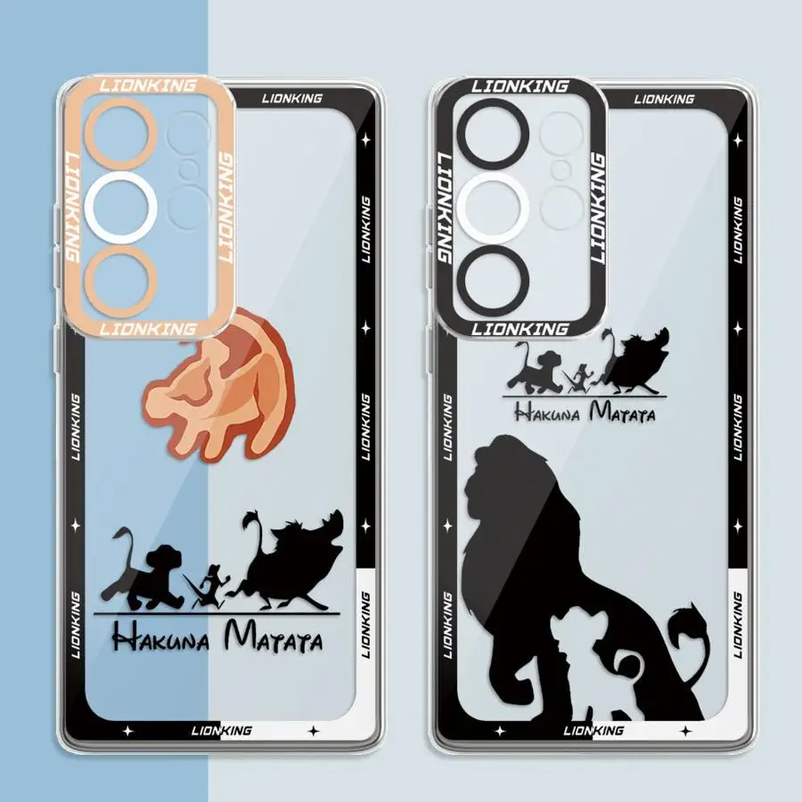 Clear Case For Samsung Galaxy S23 S22 Ultra S20 FE S21 Plus S24 Note 20 10 Silicone Funda Phone Cover Lion King Disney Shell