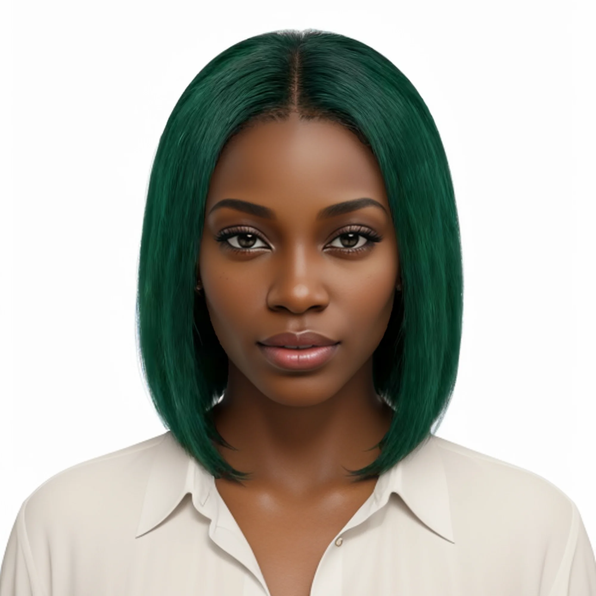 

Короткие зеленые прямые парики из натуральных волос Remy с прозрачной кружевной застежкой 2x6, 8 дюймов