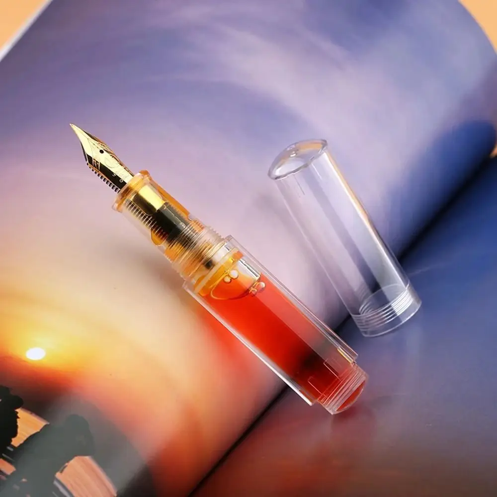 Gift Pens Transparent Fountain Pens Starry Sky Fine Pointed Writing Ink Pen Short Handwritten Mini Pocket Pen School Supplies
