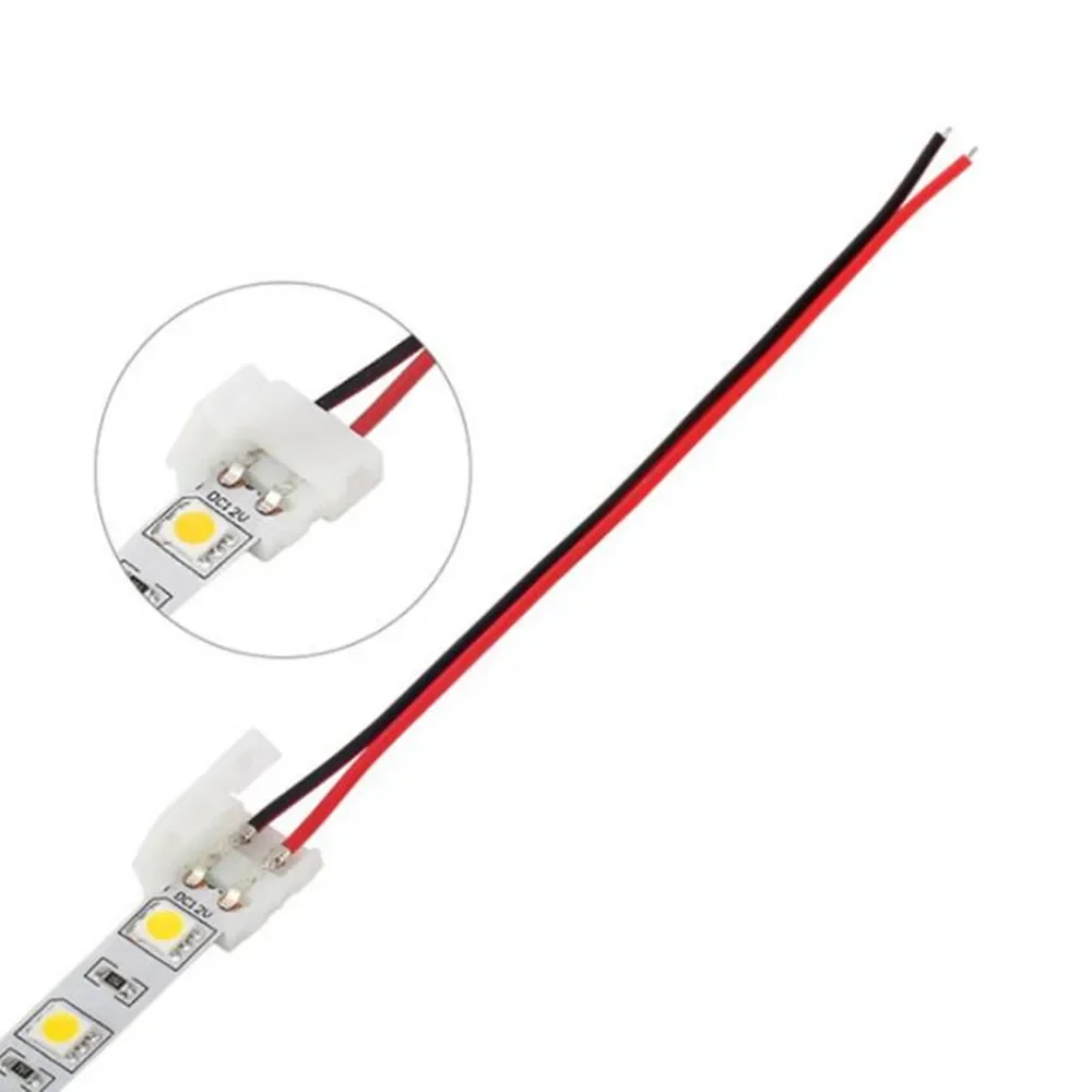 5050 3528 Light Strip Solderless Connector DC Female To 8MM 2P Solderless Buckle Light Strip Extension
