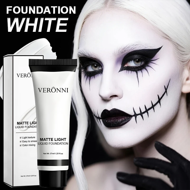 Base de maquillaje líquida blanca pura para COS stage Face, regalos de maquillaje coreano, corrector impermeable, base mezclable, ajustador de maquillaje ligero, 1 ud.