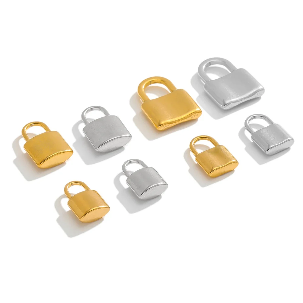 5pcs/lot Stainless Steel Gold Color Lock Shaped Charms Pendants for DIY Jewelry Necklace Components Bracelet Making Accessories