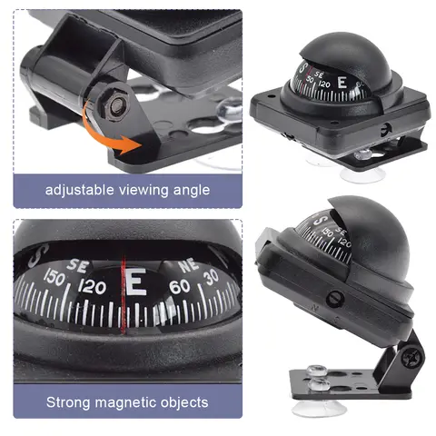 Navigation Magnetic Compass Waterproof Small Compass Guide Ball Nautical Marine Compass for Car Watercraft Boat Caravan Truck