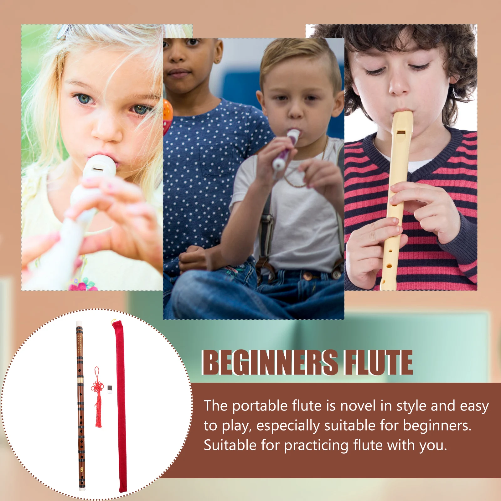 

1 Set Chinese Flute Bamboo Flute Portable For Beginner Sturdy Smooth Professional Student Kids Practicing Ancient