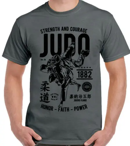 Judo T-Shirt Force & Courage Hommes Arts Martiaux Entraînement Mma Haut