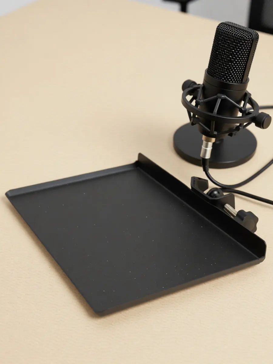 Sturdy Iron Sound Tray Microphone Stand Tray for Live Broadcast Sound Card Display Mic Storage Rack Podcasting Online Meeting