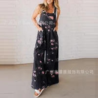 Jumpsuit Dungarees Women's Summer Printed Wide-leg Comfortable Casual Minimalist Niche Versatile Fashionable Designer Luxurious - Image 2
