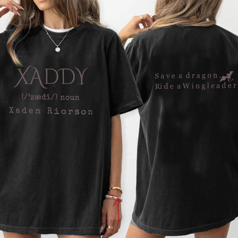 Xaddy T Shirt Xaden Fourth Wing T-Shirt Men Women Short Sleeve Tee Shirt Mens Clothes T Shirts Breathable Cotton Streetwear