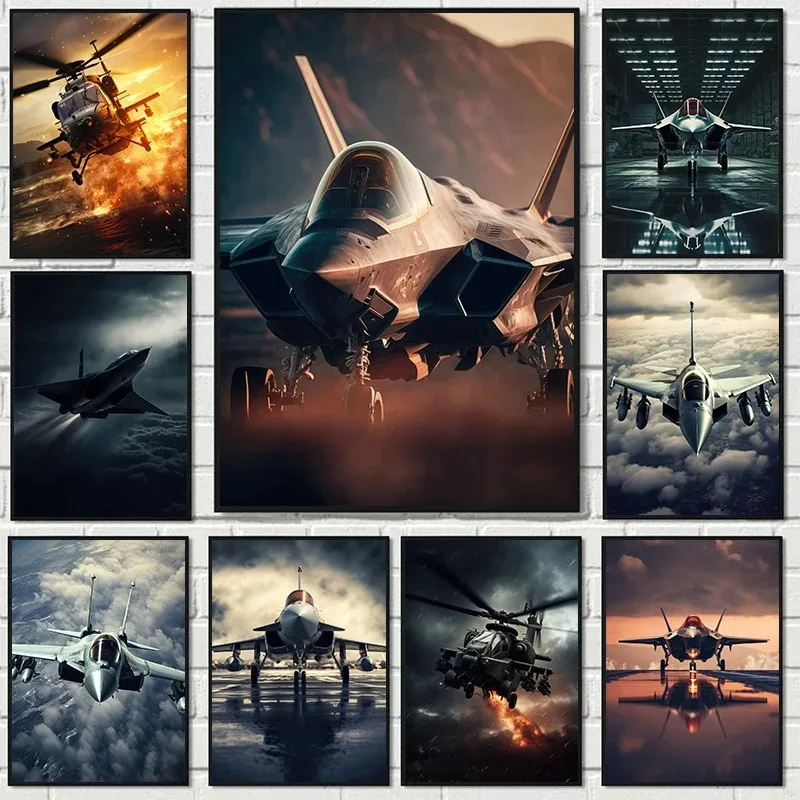 Abstract Combat Aircraft F35 Fighter Eurofighter Typhoon V3 Airplane Poster and Prints Canvas Painting Wall Pictures Home Decor