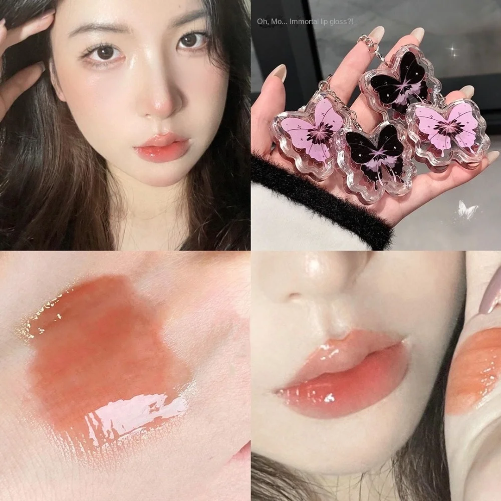 อินเทรนด์ Lip Care Capuvini Butterfly Solid Lip Gloss Hydrating ลิปสติกติดทนนานพวงกุญแจของขวัญ Lip Balm