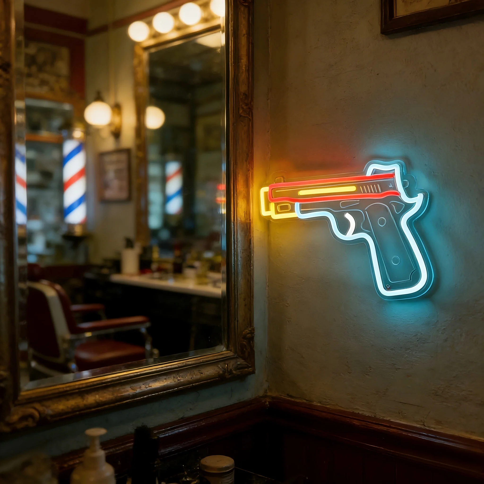 LED Pistol Neon Sign Super Bright Handmade Gun neon light For Room Party Shop Bar Gallery Studio Restaurant Decoration  Gift