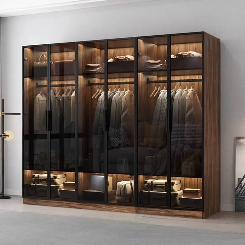 

Cheap Brown Wardrobes Japanese Style European Wooden Storage Wardrobes Bedroom Space Saving Armadio Guardaroba Furniture Home