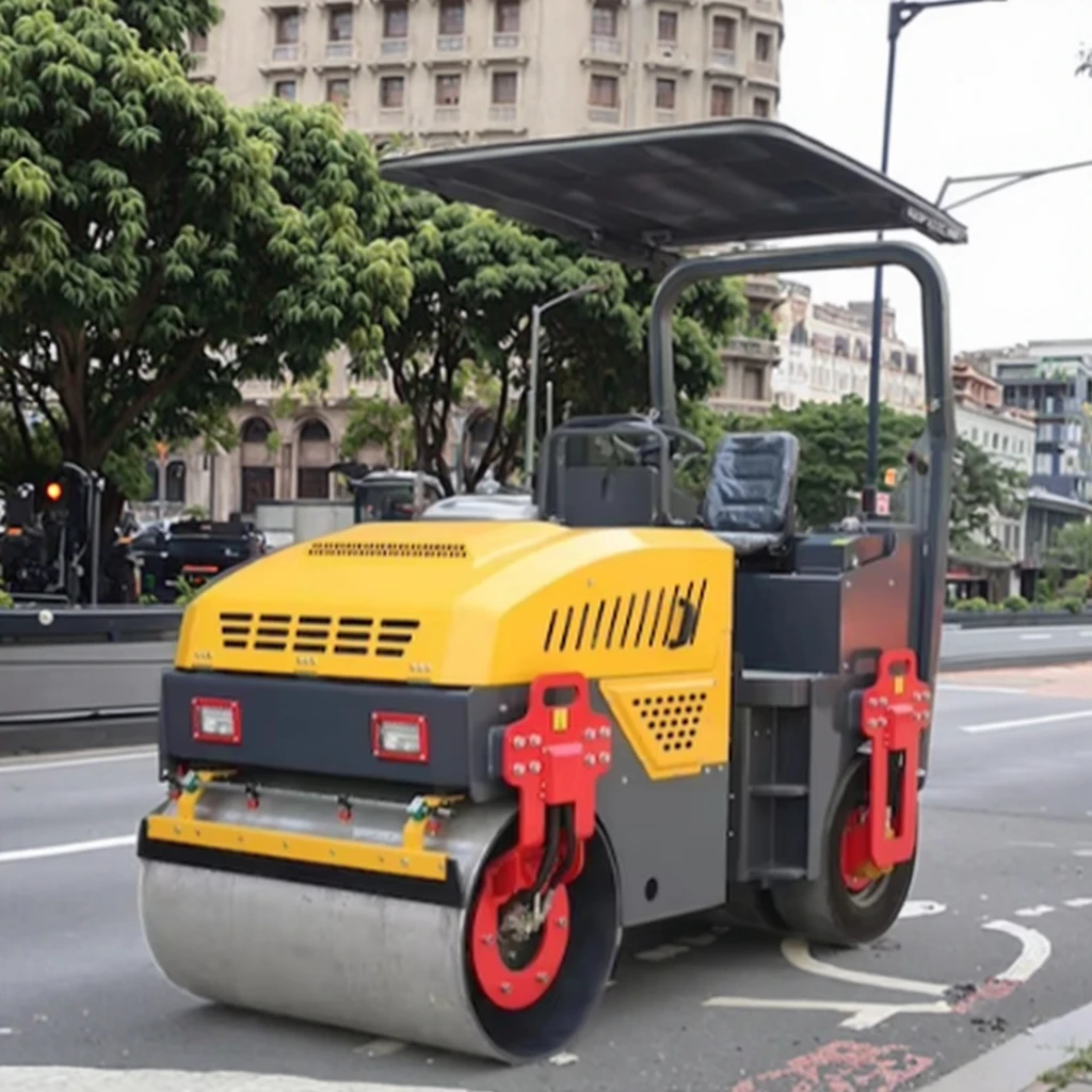 أسطوانة طريق H1200 ذات مدمجة قوية، محرك هيدروليكي مطاطي أمامي وخلفي لبناء الطرق