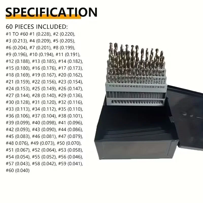 135 ° مجموعة لقم الثقب 60 قطعة لقم الثقب الأمريكية القياسية المستديرة المطلية بالتيتانيوم العالمية فائقة الدقة #4