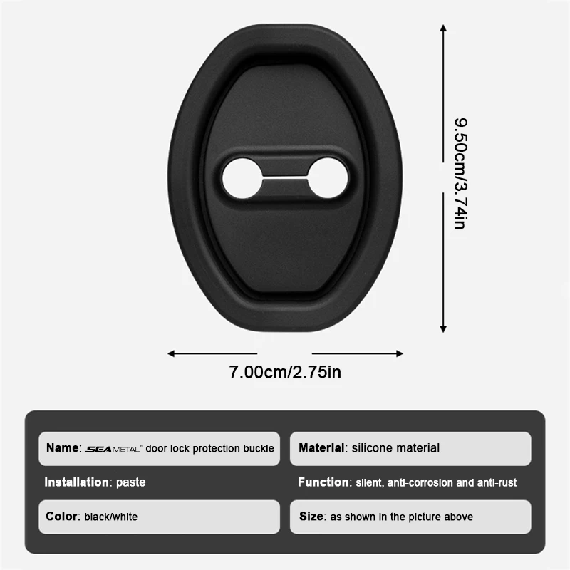 SEAMETAL 4Pcs Car Door Latch Cover Silicone Gel Door Groove Protection Cover Anti-Collision Cushion Shock Absorbing Buffer Mat