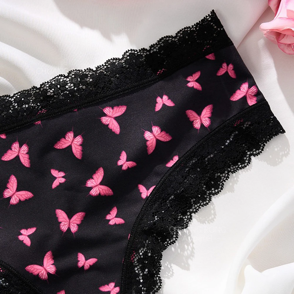 Female Underwear Butterfly Print Underwear Butterfly Print Lingerie Brand New Butterfly Pattern Moderate Elasticity