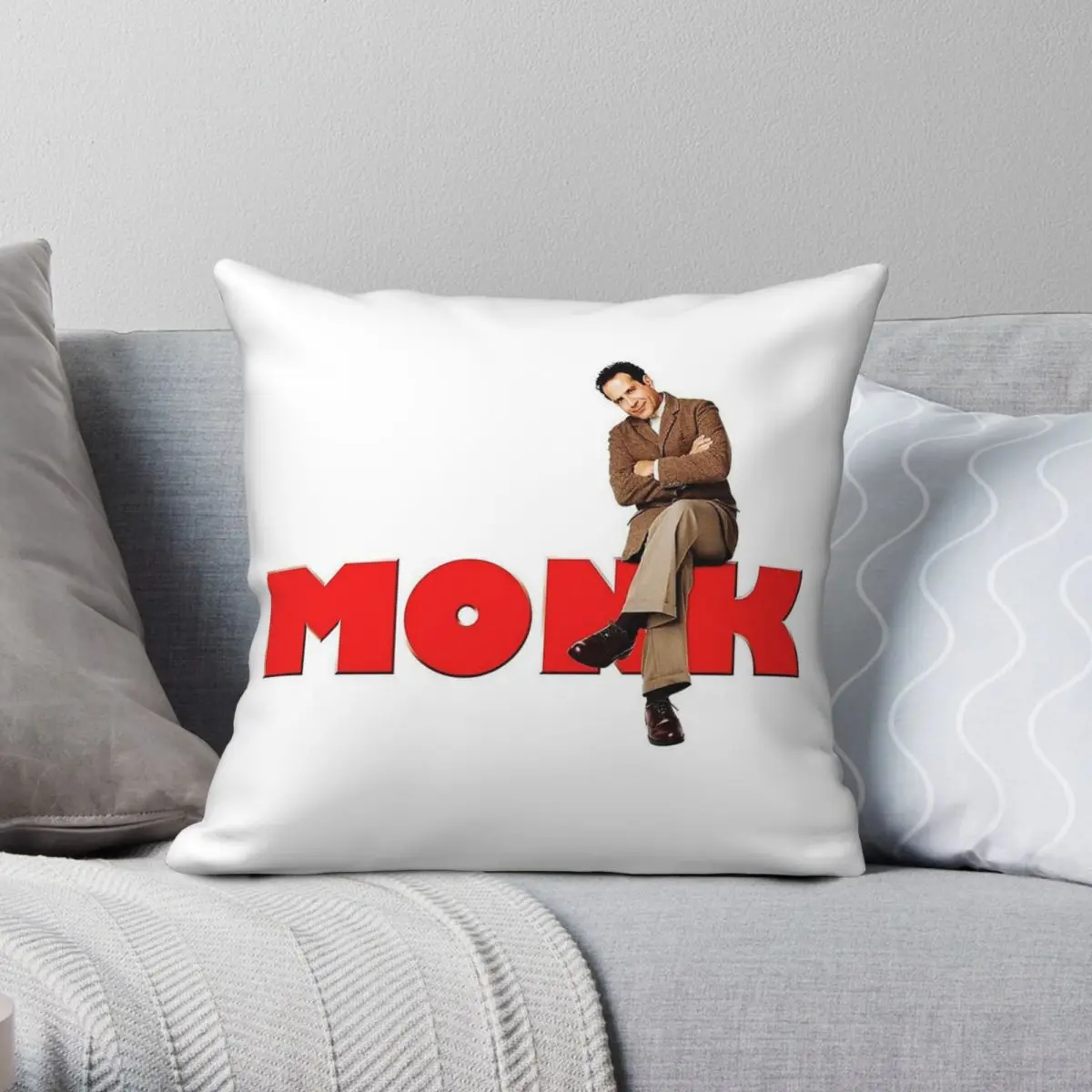 Detective Adrian Monk Square Pillowcase Polyester Linen Velvet Creative Zip Decorative Pillow Case Sofa Cushion Case Wholesale