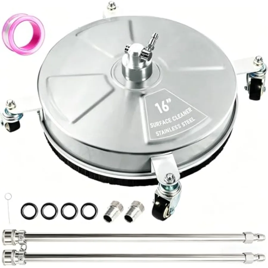 Pressure Washer Surface Cleaner Staless Steel Surface Cleaner with 4 Wheels for Concrete Patio Sidewalk Deck Pathway 1/4" Quick