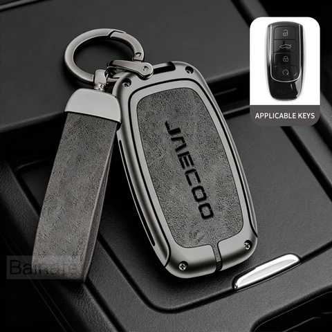 Аксессуары для автомобиля, для Jaecoo J7 PHEV 2025 2024 2023, чехол-держатель для автомобильного ключа из цинкового сплава, защитный кожаный чехол для ключа из цинкового сплава