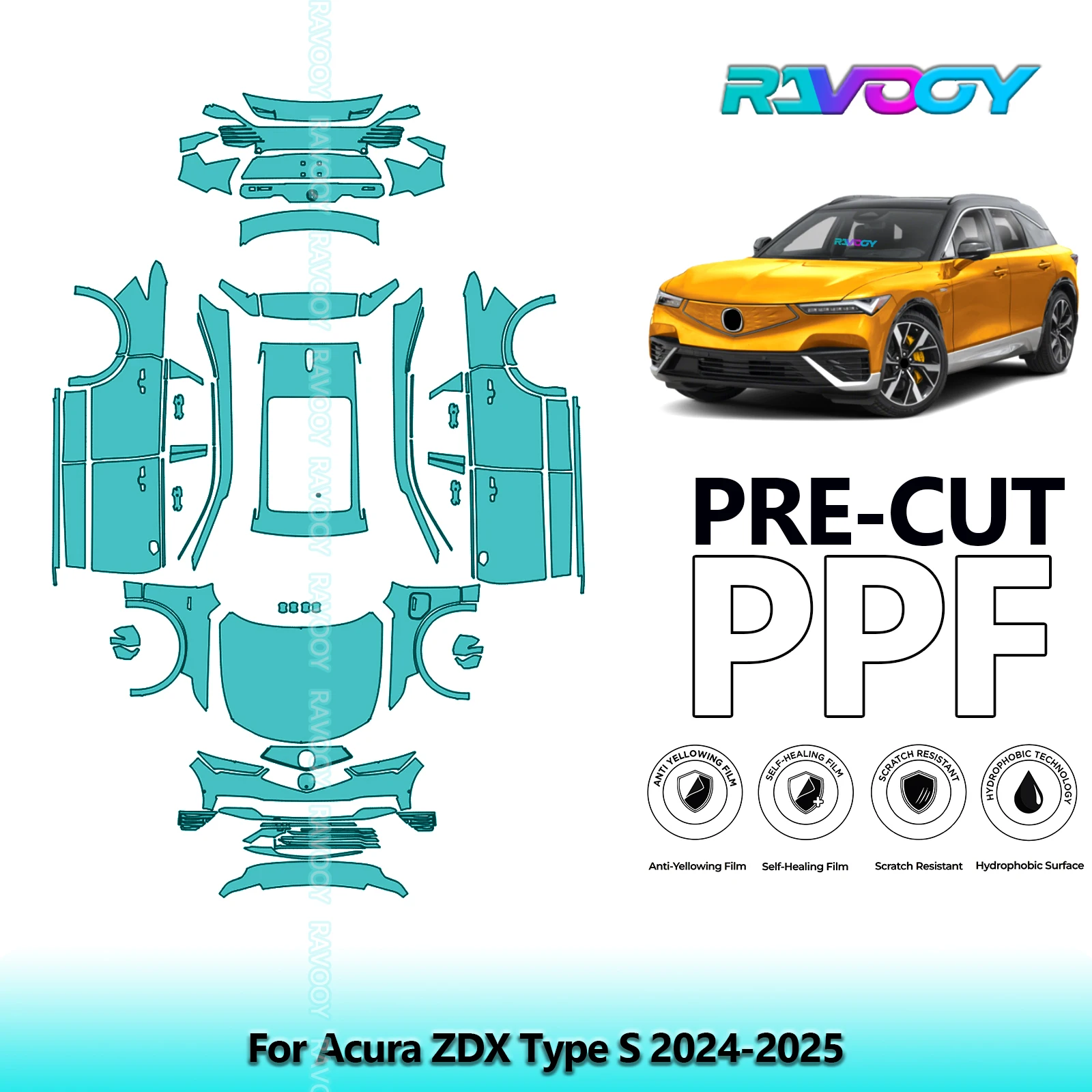 For Acura ZDX Type S 2024-2025 Full Body Pre-Cut Paint Protection Film PPF Stone Chip Kit | Clear / Matte / Black Finish Options