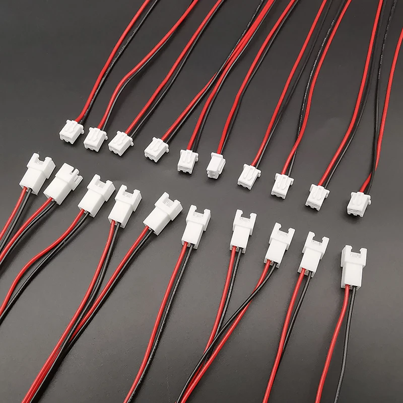 10 Pairs Mini Micro JST XH 2.54mm Pitch 2 Pin Connector XH2.54 2P Male Plug and Female Socket Wire Cable Connectors 26AWG 20CM