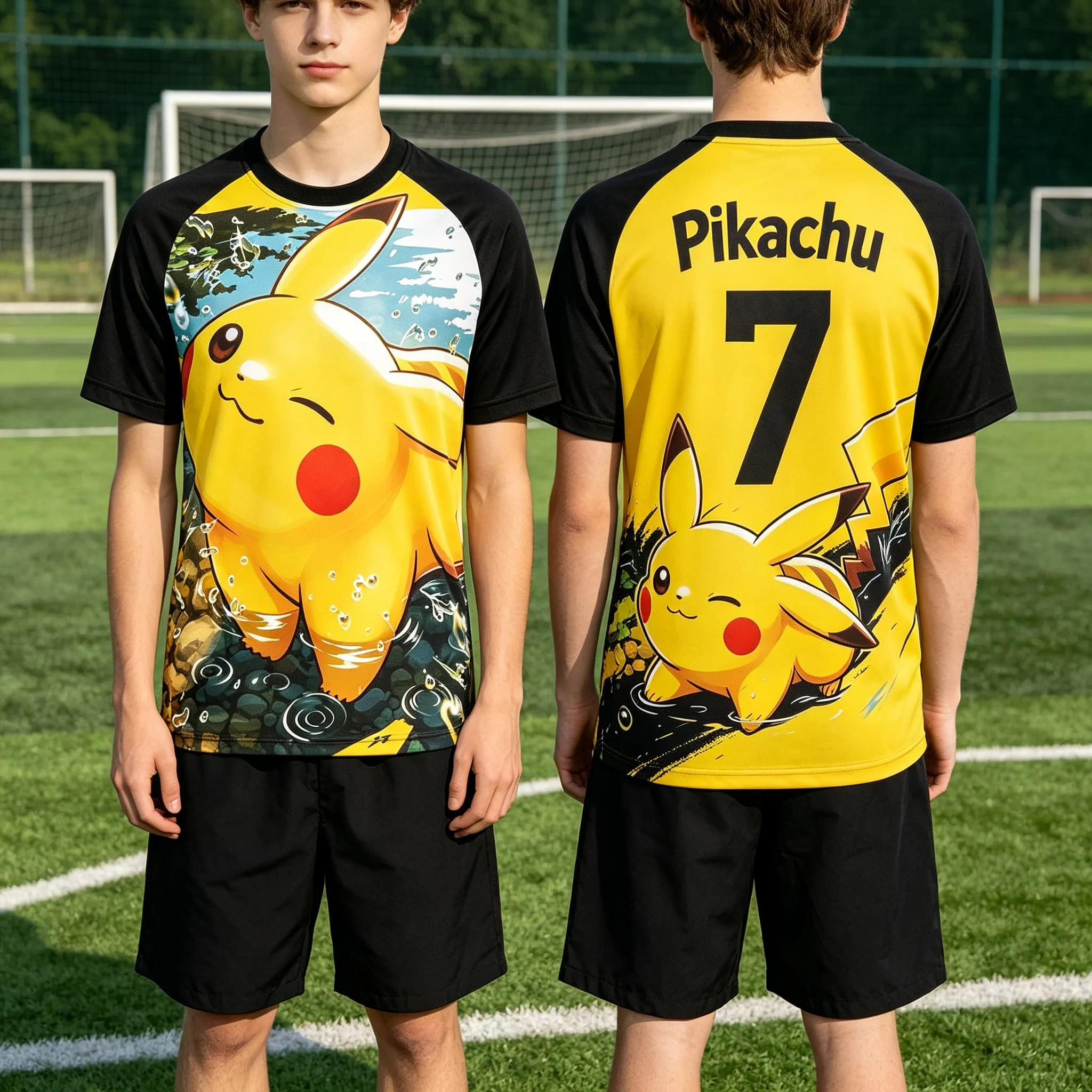 

Pokémon Anime Gengar Purple Casual Football Jersey Men Tee Adults Children Boy Gril Top Kids Parent Child quick dry Tshirt
