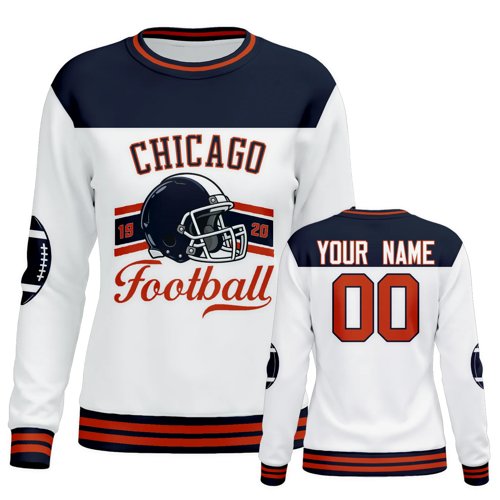 Personalized Chicago City Sweatshirt for Women, Custom Name Number Crewneck Sweatshirt, Custom Logo Casual Daily Sweatshirt