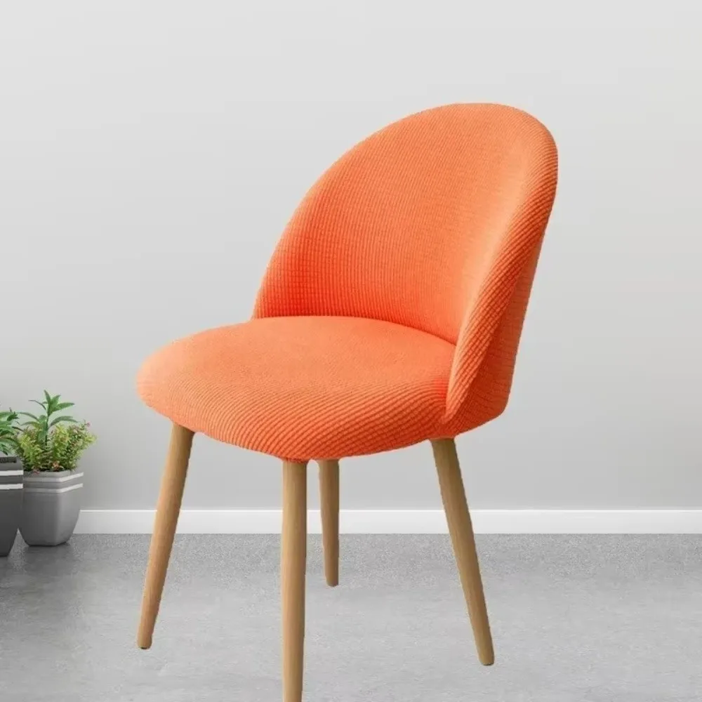 High-elastic Low Back Duckbill Dining Chair Cover Anti-slip Curved Stool Slipcover Jacquard Dust-proof Integrated Seat Cover