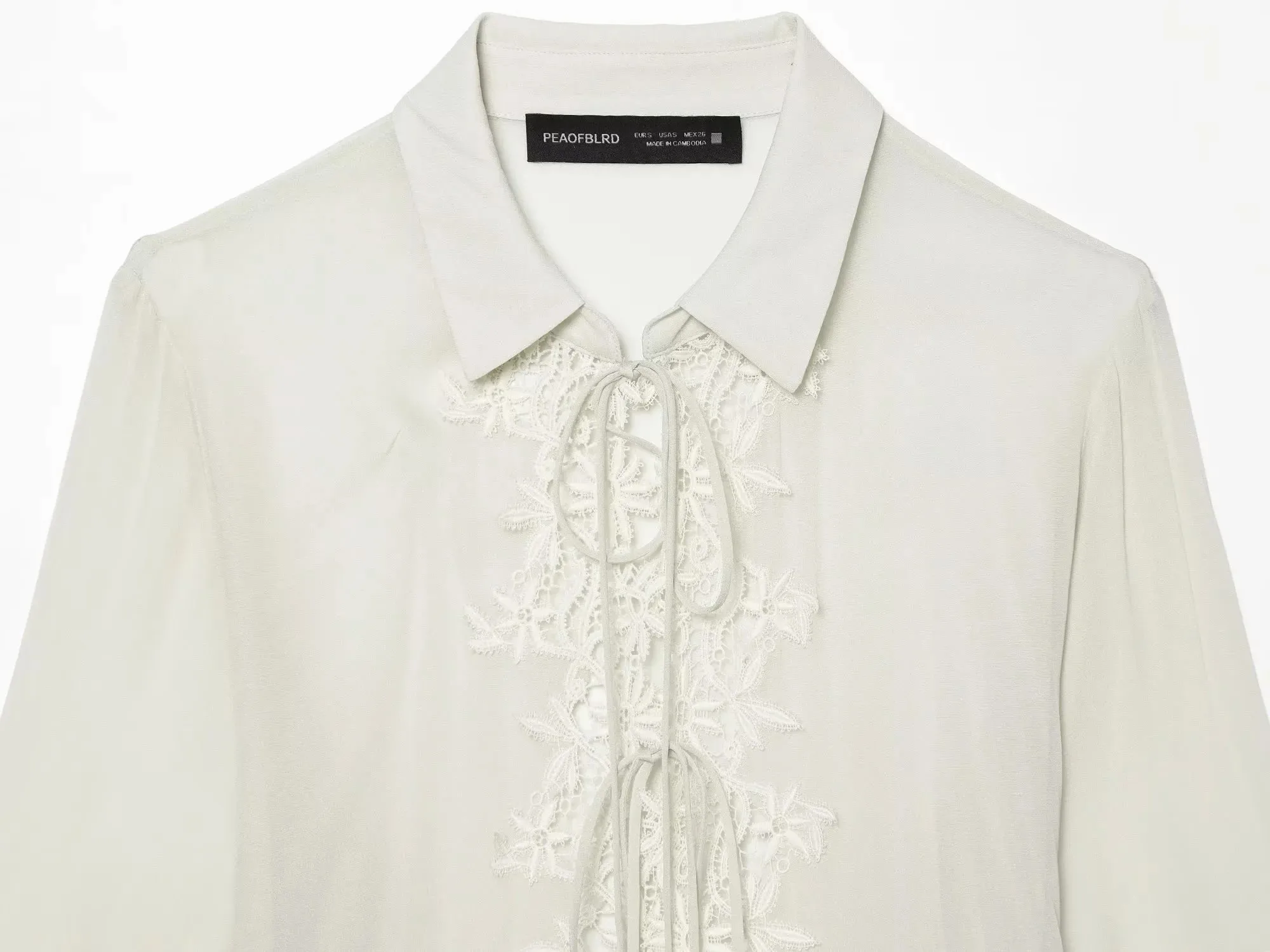 Damen 2026 Neues Elegantes Langarm-Hemd mit Revers für den Herbst, Damen-Oberteil mit Stickerei und Spitzenapplikation, Umlegekragen, Lässige Damenbluse – Detail 5