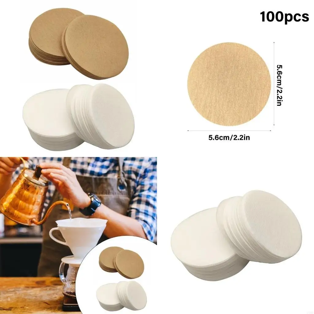 100PCS Natural Paper Coffee Filters Round Shape Outdoor Coffee Brewing Tool Suitable for Home Parties and Offices