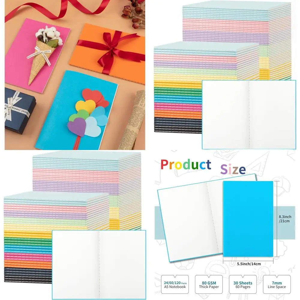 

Набор из 120 блокнотов формата А5, 60-страничные тетради, 8,3x5,5 дюймов, для письма, рисования и школьных принадлежностей