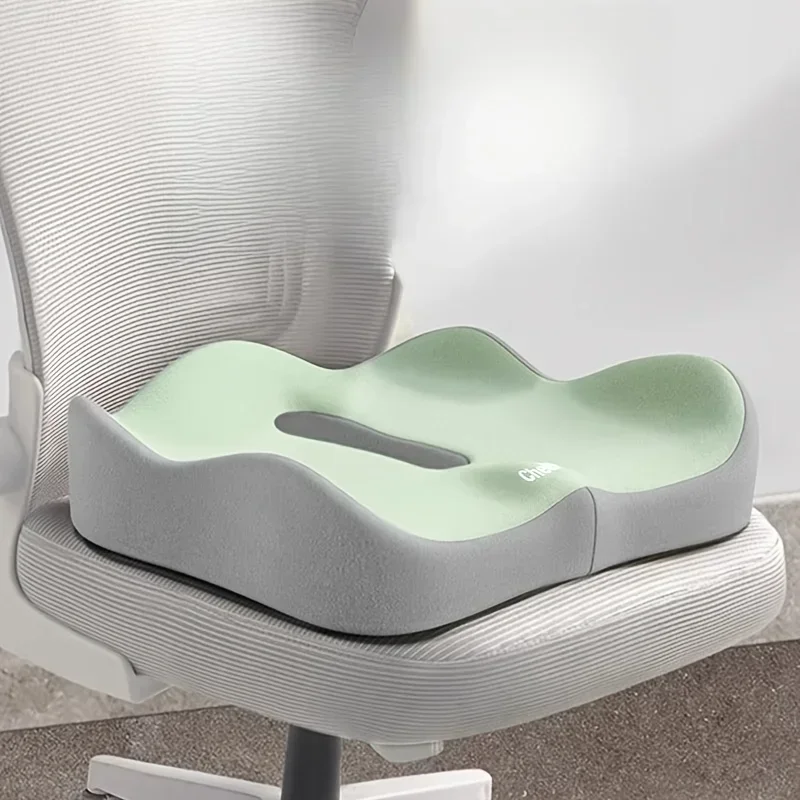 2026 NEW1pc Memory Foam Seat Cushion - 3D Ergonomic Support| Light Green & Grey, Washable Polyester, Car/Office Essentials