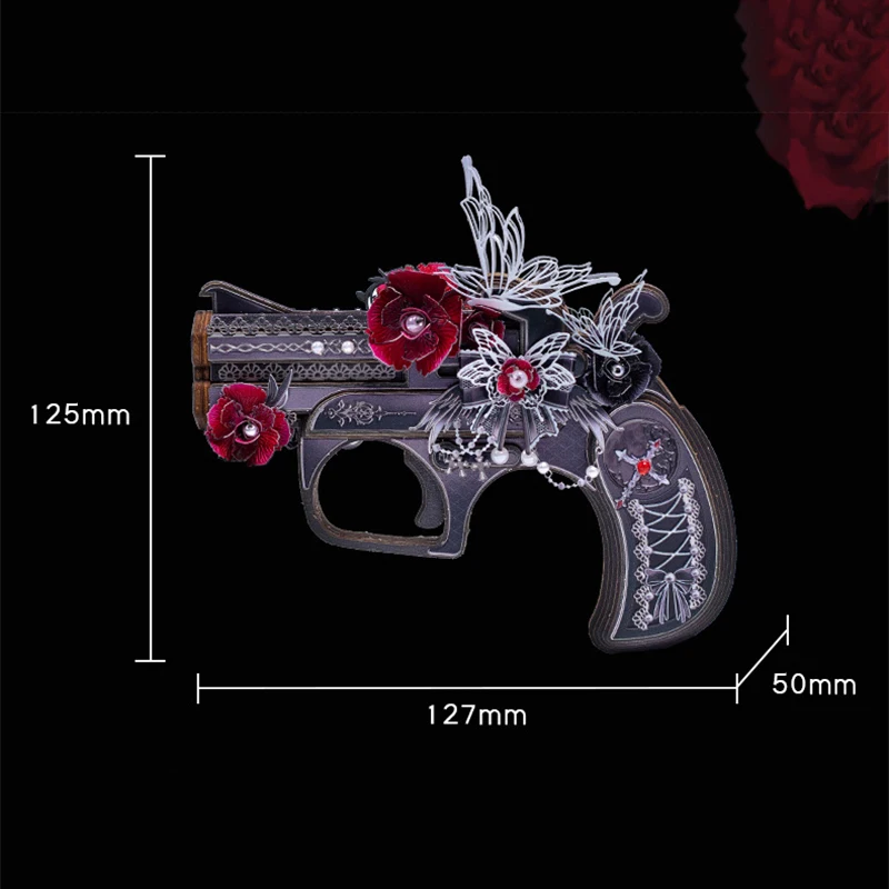 子供と大人のためのバラの銃の建設,建設キット,3D金属パズル,木製ジグソーパズル,アセンブリ,クリエイティブ,DIY,誕生日,大人,友人,新しい