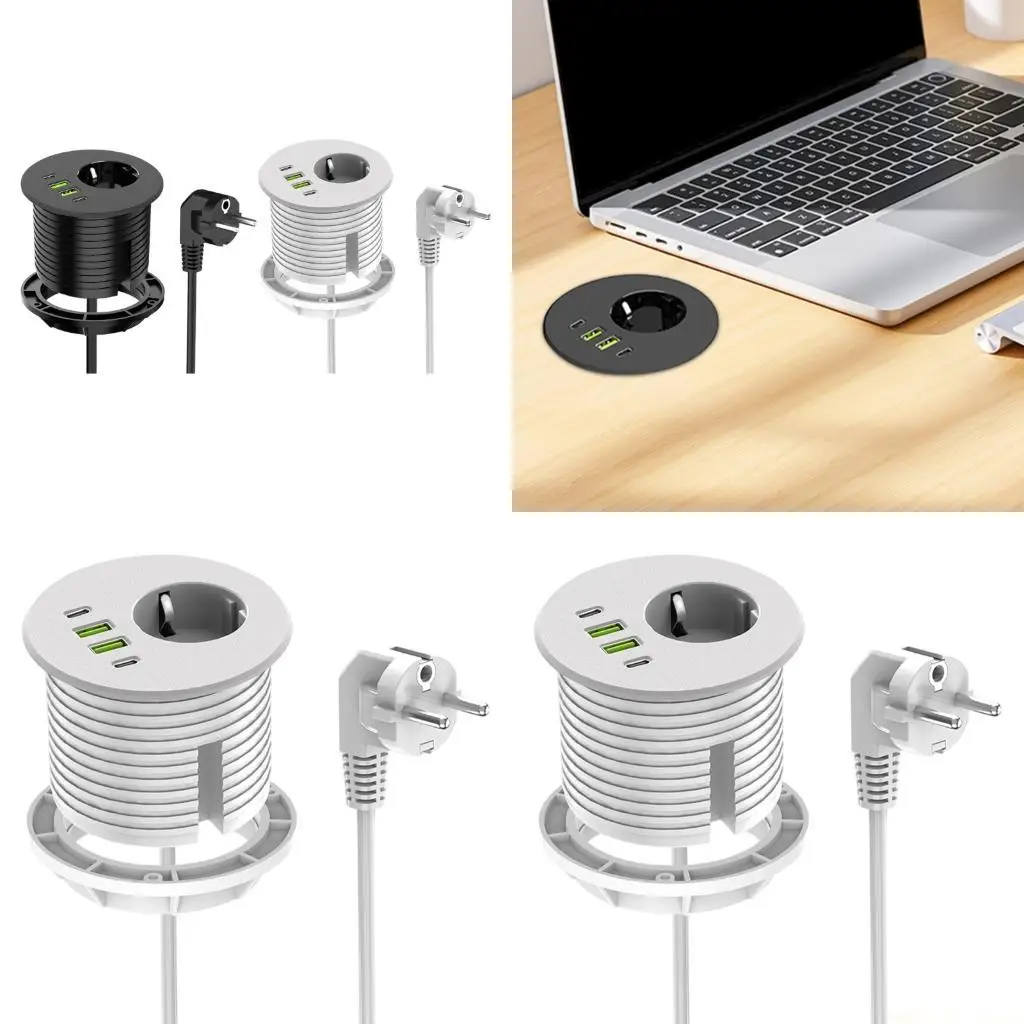M5TD EU Standard Power Strips 1Schuko Socket 4 USB Chargers PD65W Embedded Design