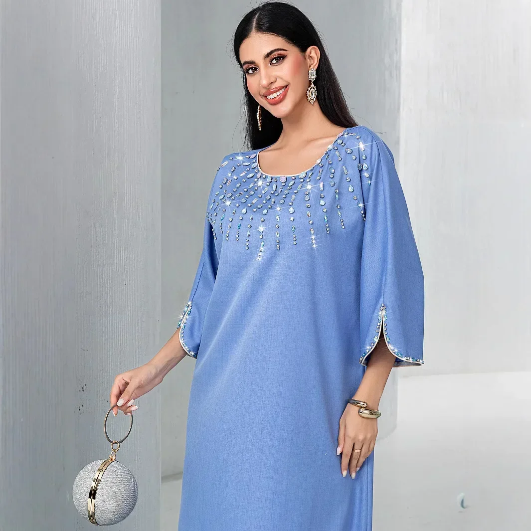 New Diamond Luxury Dubai Abayas Eid Djellaba Jalabiya Muslim Dress Arab Women Turkey Kaftan Abaya Ramadan Caftan Marocain Femme