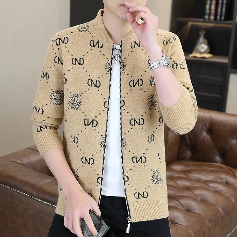 

Новый мужской вязаный кардиган 2024 года, повседневный, весенне-осенний, модный, молодежный, свободного кроя, с круглым вырезом, длинный рукав