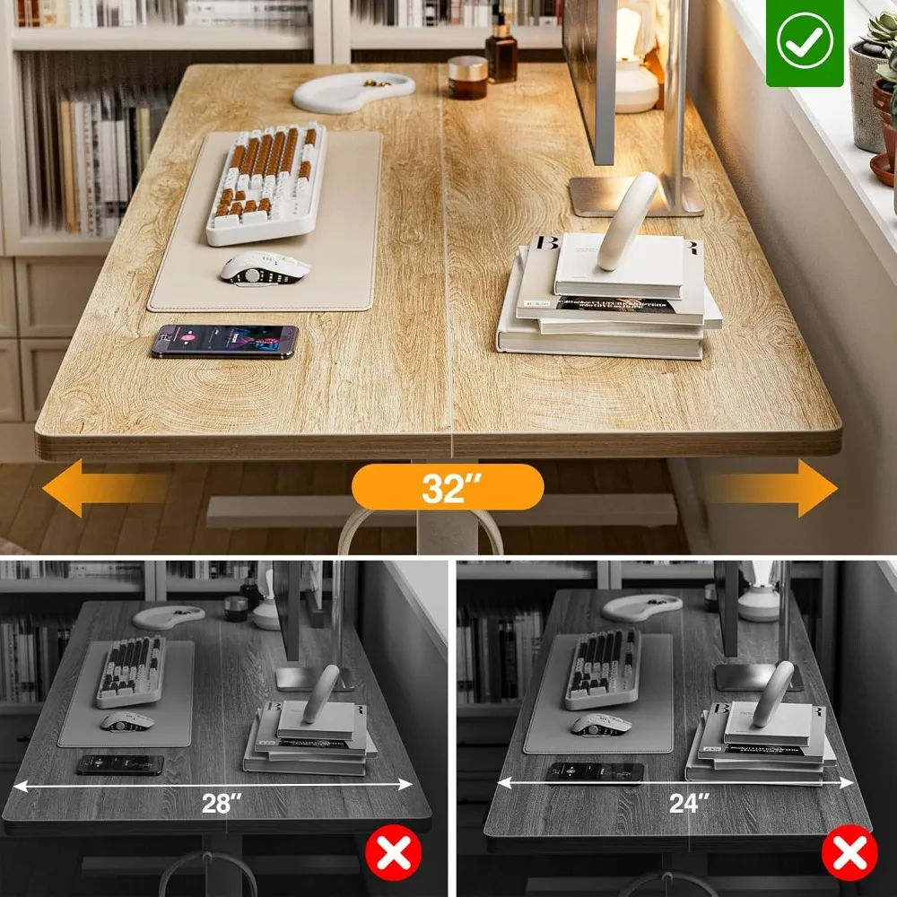 مكتب كهربائي كبير قابل لضبط الارتفاع مع إعدادين مسبقين للذاكرة، سطح مكتب عميق 55 × 32 لمحطات العمل في الحامل #5